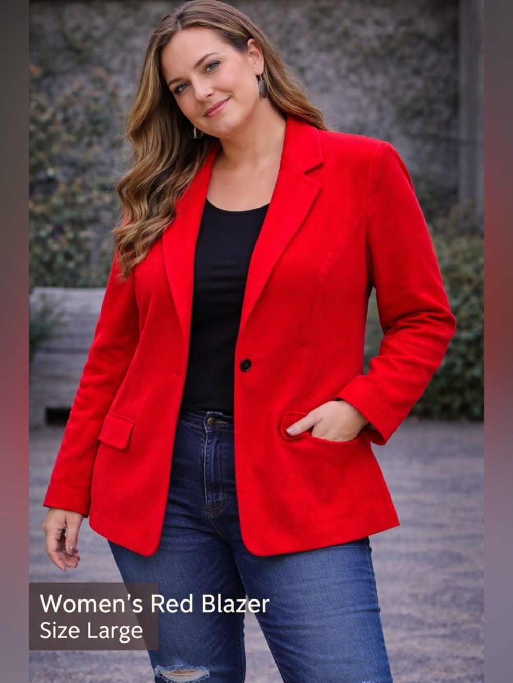 Old Navy Women's Red Tailored Wool-Blend Coat LARGE